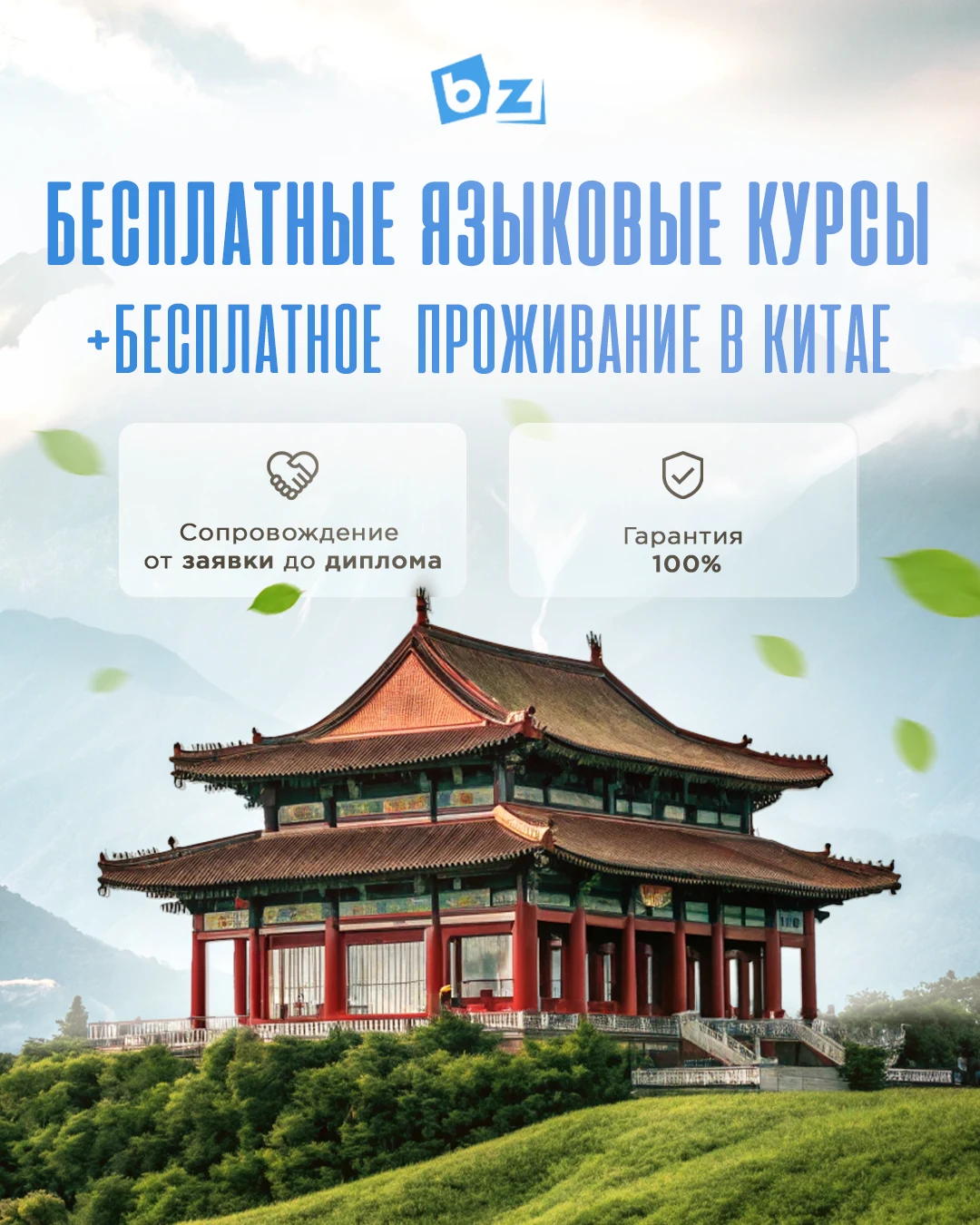 Bilim Zone Instagram ad poster for language courses in China